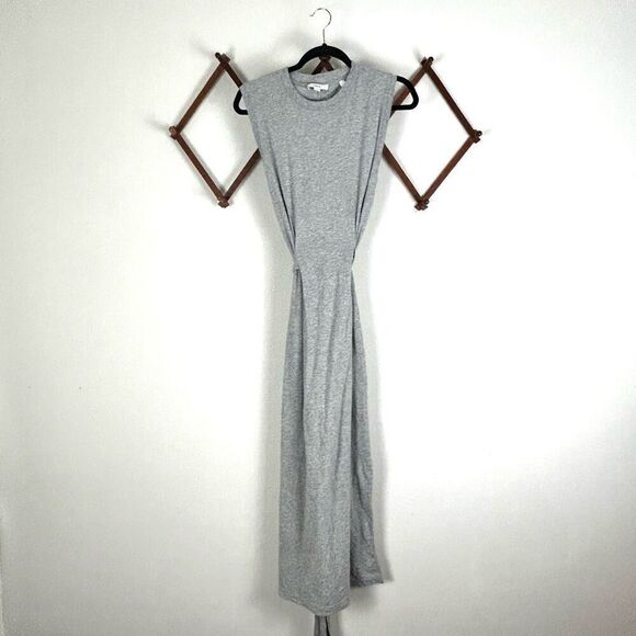 VINCE Cotton Sleeveless Wrap Midi Dress Heather Gray Size Medium EUC J318 - Picture 3 of 6